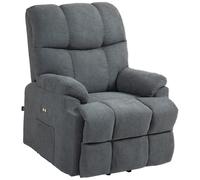 HOMCOM Poltrona Elettrica Alzapersona Reclinabile a 150°, Poltrona Relax Elettrica in Velluto con Connettore USB, Motore, Poggiapiedi e Tasche Laterali per Anziani, Grigio Scuro