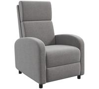 HOMCOM Poltrona Relax Reclinabile Manualmente con Braccioli Quadrati e Poggiapiedi, Imbottita e in Tessuto Lino, 64x86x102 cm, Grigio Aosom Italy