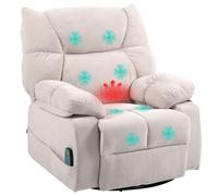 HOMCOM Poltrona Reclinabile a 145° con Poggiapiedi Massaggiante Beige | Poltrona Relax Riscaldata, 8 Punti Vibranti, 5 Programmi, Tasche Portaoggetti, Telecomando con Filo