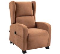 HOMCOM Poltrona Elettrica Alzapersona Reclinabile 160° con 2 Ruote Universali, Poltrona Relax Elettrica in Tessuto con Telecomando, Poggiapiedi e Tasche Laterali, Marrone Scuro