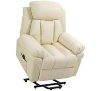 HOMCOM Poltrona Reclinabile Alzapersona Elettrica 96x93x105 cm Crema