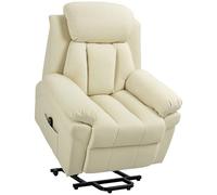 HOMCOM Poltrona Reclinabile Alzapersona Elettrica, Poltrona Relax con Imbottitura Spessa e Telecomando, 96x93x105 cm, Crema