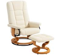 HOMCOM Poltrona reclinabile con ottomana 76x85x104 cm, Crema