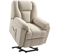 HOMCOM Poltrona Reclinabile Elettrica con Funzione Massaggio e Riscaldamento con Schienale Inclinabile, Porte USB, Telecomando, Beige