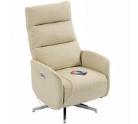 HOMCOM Poltrona Reclinabile Elettrica Girevole con Type-C+USB, Beige
