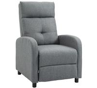 HOMCOM Poltrona reclinabile manuale con poggiapiedi imbottitura effetto lino portata 150 kg design moderno grigio