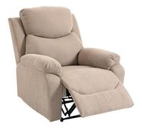 HOMCOM Poltrona Reclinabile Manuale, Poltrona Relax Moderna in Tessuto Effetto Lino con Cuscino Spesso, Braccioli Imbottiti e Poggiapiedi per Soggiorno e Camera da Letto, Beige