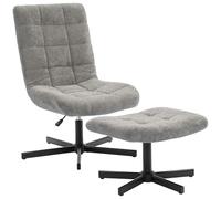 HOMCOM Poltrona Reclinabile su 4 Livelli con Poggiapiedi Indipendente e Base Girevole, Poltrona d'Arredo in Tessuto Effetto Velluto per Soggiorno, Camera da Letto e Salotto, 66x80x93-104 cm, Grigio