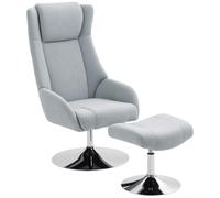 HOMCOM Poltrona recliner con ottomano girevole 360° TV poggiatesta Grigio