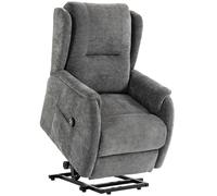 HOMCOM Poltrona relax alzapersona con telecomando e tasche laterali, Grigio scuro Aosom Italy