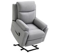 HOMCOM Poltrona Relax Alzapersona Elettrica Reclinabile con Telecomando e Poggiapiedi in Tessuto, Grigio Chiaro