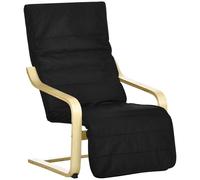 HOMCOM Poltrona Relax Comfort e Relax con Poggiapiedi regolabile sfoderabile 94 x 66,5 x 100 cm Legno Massello Nero