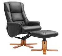HOMCOM Poltrona Relax con Poggiapiedi, Funzione Lettura, Rivestimento in Ecopelle, fino a 150 kg, 71 x 84 x 102 cm, Nero