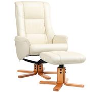 HOMCOM Poltrona Relax con Poggiapiedi, Funzione Lettura, Rivestimento in Ecopelle, Portata 150 kg, 71 x 84 x 102 cm, Bianco crema