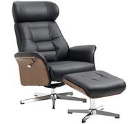 HOMCOM Poltrona Relax con Poggiapiedi, Poltrona Relax con Schienale reclinabile, girevole a 360°, poggiatesta regolabile e seduta imbottita confortevole, fino a 150 Kg, per Soggiorno, Camera, Nero
