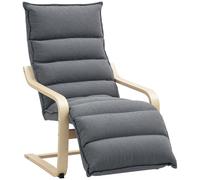 HOMCOM Poltrona Relax con Poggiapiedi Regolabile in Legno Grigio Scuro