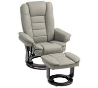 HOMCOM Poltrona Relax con Poggiapiedi, Schienale reclinabile 135° Max., Seduta girevole a 360°, Seduta imbottita Comfort, rivestimento sintetico, per soggiorno, camera da letto, ufficio, marrone