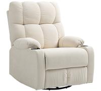 HOMCOM Poltrona Relax con Poggiapiedi, Sedia a Sdraio, Girevole, fino a 150 kg, Struttura in Acciaio, 88x96x108cm, Beige