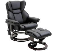 HOMCOM Poltrona Relax con Pouf Poggiapiedi e Funzione Massaggio, Reclinabile a 145° e Girevole a 360°, Nero Aosom Italy