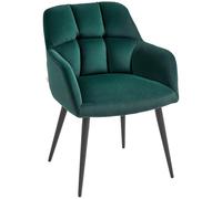 HOMCOM Poltrona Relax da Salotto in Velluto, Poltroncina da Camera Imbottita con Gambe in Acciaio e Braccioli Estesi, Verde Scuro