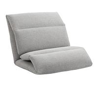 HOMCOM Poltrona Relax da Terra con Schienale a 5 Reclinazioni, Poltrona Letto Singolo per TV, Giochi, Lettura, Yoga e Ufficio, in Tessuto e Acciaio, 71x72x60cm, Grigio Chiaro