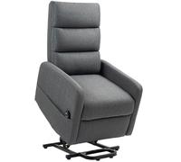 HOMCOM Poltrona relax elettrica con alzata assistita, telecomando, schiuma morbida, tasca laterale, rivestimento effetto lino, grigio Aosom Italy