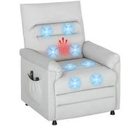 HOMCOM Poltrona Relax Elettrica Massaggiante e Riscaldante con Poggiapiedi, Silenziosa, Poltrona Reclinabile 150° in Velluto Pet Friendly con Funzione Memory, 2 Telecomandi e USB, Grigio Chiaro