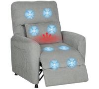 HOMCOM Poltrona Relax Elettrica Massaggiante e Riscaldante, Silenziosa, Poltrona Reclinabile 150° in Ciniglia con Cuscino, Funzione Memory, 2 Telecomandi, Poggiapiedi, Soggiorno Ufficio, Grigio Scuro