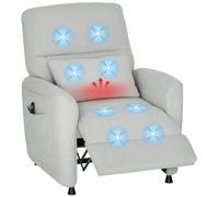 HOMCOM Poltrona Relax Elettrica Massaggiante e Riscaldante, Silenziosa, Poltrona Reclinabile 150° in Ciniglia con Cuscino, Funzione Memory, 2 Telecomandi, Poggiapiedi, Soggiorno Ufficio, Grigio Chiaro