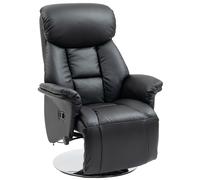 HOMCOM Poltrona Relax, Funzione Lettura, Ecopelle, Poggiapiedi, 150 kg, 78 x 80 x 109 cm, Nero