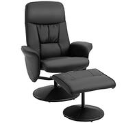 HOMCOM Poltrona Relax Girevole 360° con Pouf Poggiapiedi Nero