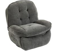 HOMCOM Poltrona relax in chenille girevole e dondolante, Grigio chiaro Aosom Italy