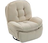 HOMCOM Poltrona relax in chenille girevole e oscillante, Bianco crema Aosom Italy