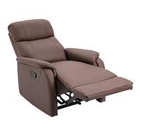 HOMCOM Poltrona Relax Manuale con Schienale Reclinabile 145° e Poggiapiedi in Pelle PU Marrone, 76x91x106cm