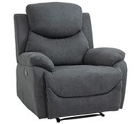 HOMCOM Poltrona Relax Manuale Ergonomica in Tessuto, Poltrona Reclinabile a 150° e Poggiapiedi per Casa e Ufficio, 93x88x102cm, Grigio Scuro