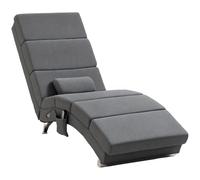 HOMCOM Poltrona Relax Massaggiante 8 Punti Vibranti Riscaldamento Grigio | 5 Modalità, 3 Timer, Chaise Longue Ergonomica, Tessuto Effetto Lino, Telecomando
