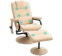 HOMCOM Poltrona Relax Massaggiante con Pouf Poggiapiedi a 145° Crema