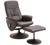 HOMCOM Poltrona Relax Massaggiante Reclinabile a 145° con Poggiapiedi, 76x81x105cm, Marrone