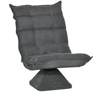 HOMCOM Poltrona relax poltrona design capitonné inclinazione schienale regolabile girevole 360° rivestimento lino grigio melange