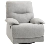 HOMCOM Poltrona Relax Reclinabile 150° max con Poggiapiedi, Poltrona Imbottita in Tessuto Effetto Lino e Multistrato, 89x98x101 cm, Grigio Chiaro