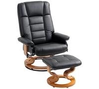 HOMCOM Poltrona relax reclinabile con poggiapiedi, poltrona Relax da salotto girevole, telaio in legno rivestito sintetico 76 x 85 x 104 cm, colore: Nero