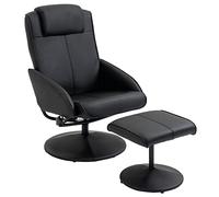 HOMCOM Poltrona Relax Reclinabile con Pouf Poggiapiedi 71x78x101cm Nero