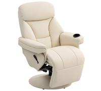 HOMCOM Poltrona relax reclinabile con tasca laterale e portabicchiere, Crema Aosom Italy