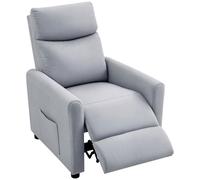 HOMCOM Poltrona Relax Reclinabile Manuale 135° con Poggiapiedi, Divano Monoposto Reclinabile Ergonomica Imbottita in Tessuto Effetto Lino per Soggiorno e Camera da Letto, 73x86x100 cm, Grigio Chiaro