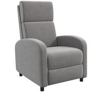 HOMCOM Poltrona Relax Reclinabile Manuale 160° con Poggiapiedi, Poltroncina Reclinabile Imbottita Ergonomica in Tessuto Effetto Lino per Camera da Letto, Ufficio, Salotto e Soggiorno, Grigia