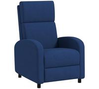 HOMCOM Poltrona Relax Reclinabile Manuale 160° con Poggiapiedi, Poltroncina Reclinabile Imbottita Ergonomica in Tessuto Effetto Lino per Camera da Letto, Ufficio, Salotto e Soggiorno, Blu