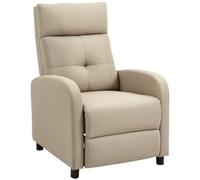 HOMCOM Poltrona relax reclinabile manuale, poltrona relax in lino con apertura poush, poggiapiedi, schienale alto, imbottitura spessa, poltrona reclinabile fino a 155° per soggiorno, camera da letto
