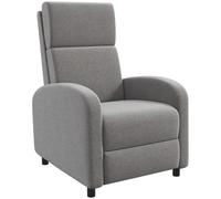 HOMCOM Poltrona Relax Reclinabile Manualmente con Braccioli Quadrati e Poggiapiedi, Imbottita e in Tessuto Lino, 64x86x102 cm, Grigio Aosom Italy