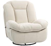HOMCOM Poltrona relax regolabile, 104x100x102cm/164x76cm, Cremeweiß