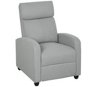 HOMCOM Poltrona Relax, regolabile 135°, poggiapiedi e schienale imbottiti, Lino-Polyester, Grigio Chiaro Aosom Italy